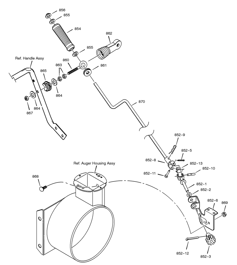 Chute Rod Diagram and Parts List for 627804X89C 2001 Briggs and Stratton Snow Blower